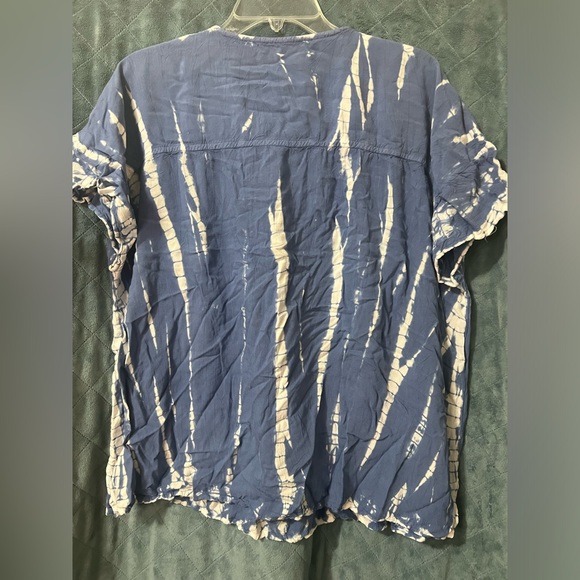 Women's Cafe Marrakesh XL Tie Dye Oversized Short Sleeve Blouse - Picture 3 of 5